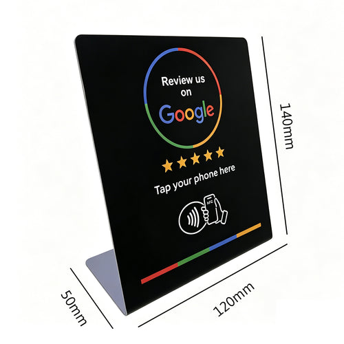 Staande NFC-reviewkaart voor Google-reviews, 120 x 140 mm